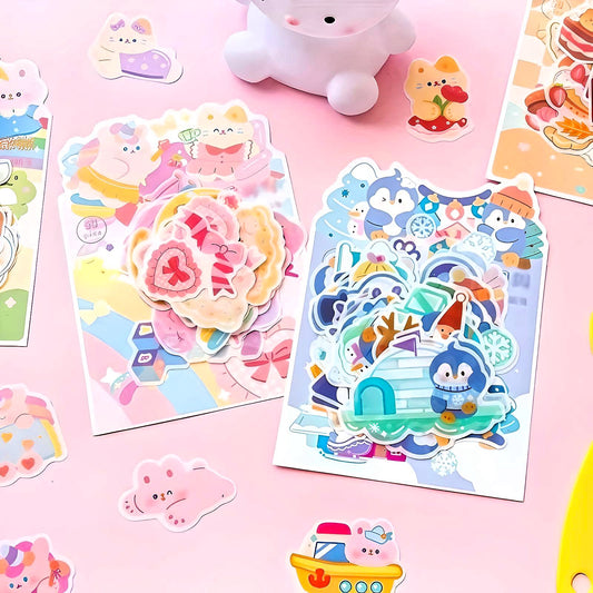 50PCS Cartoon Cute Paper Sticker Flakes