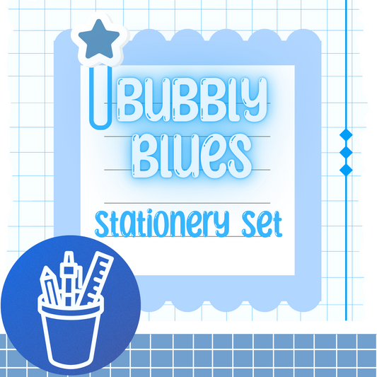 10Pcs Bubbly Blues Mystery Stationery Set
