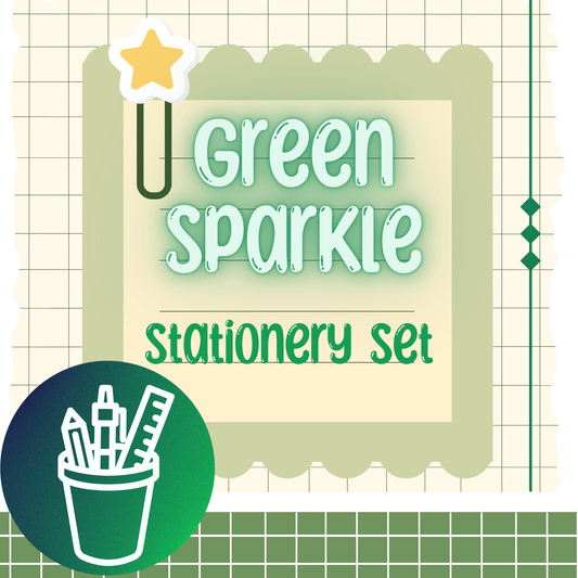 10Pcs Green Sparkle Mystery Stationery Set