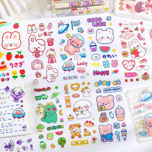 Cute Kawaii Sticker Sheet for Bullet Journal Scrapbooking DIY Diary Planner Waterproof Sticker Sheet Animal Stickers Highlighter