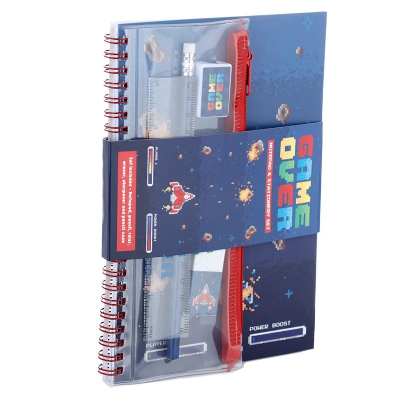 6Pcs Cute Stationery Set for Boys, Game Over Notepad, Game-themed stationery, Cute gifts for boys, novelty gift for nephew