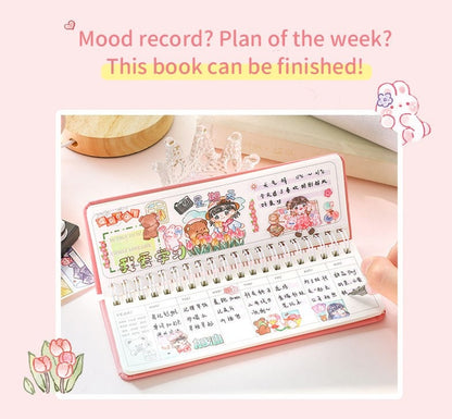 Pink Stationery Planner for Kids, Cute Weekly Planner, Gifts for Kids, Cute Notebooks, Kawaii Diary, Cute Journal Supplies, Kawaii Notebooks