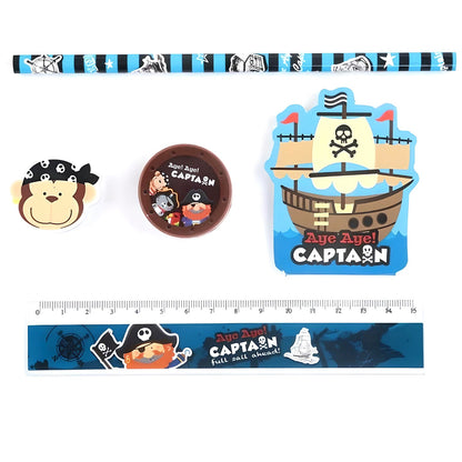 5Pcs Stationery Set for Boys, Pirate Stationery Set, Cute Stationery for Boys, Boys Birthday gift for him, Stocking Stuffer, Kawaii for boys
