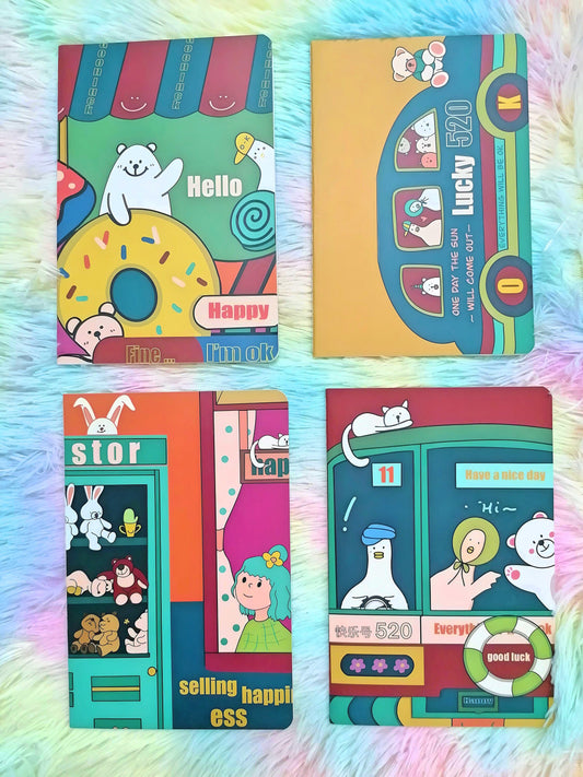 4 Pcs Cute Notebook | Cute Gifts for Kids | A5 Lined Notebook| Kawaii Stationary Journal Cute Diary | Ruled Pages | Stationary Gift for Kids