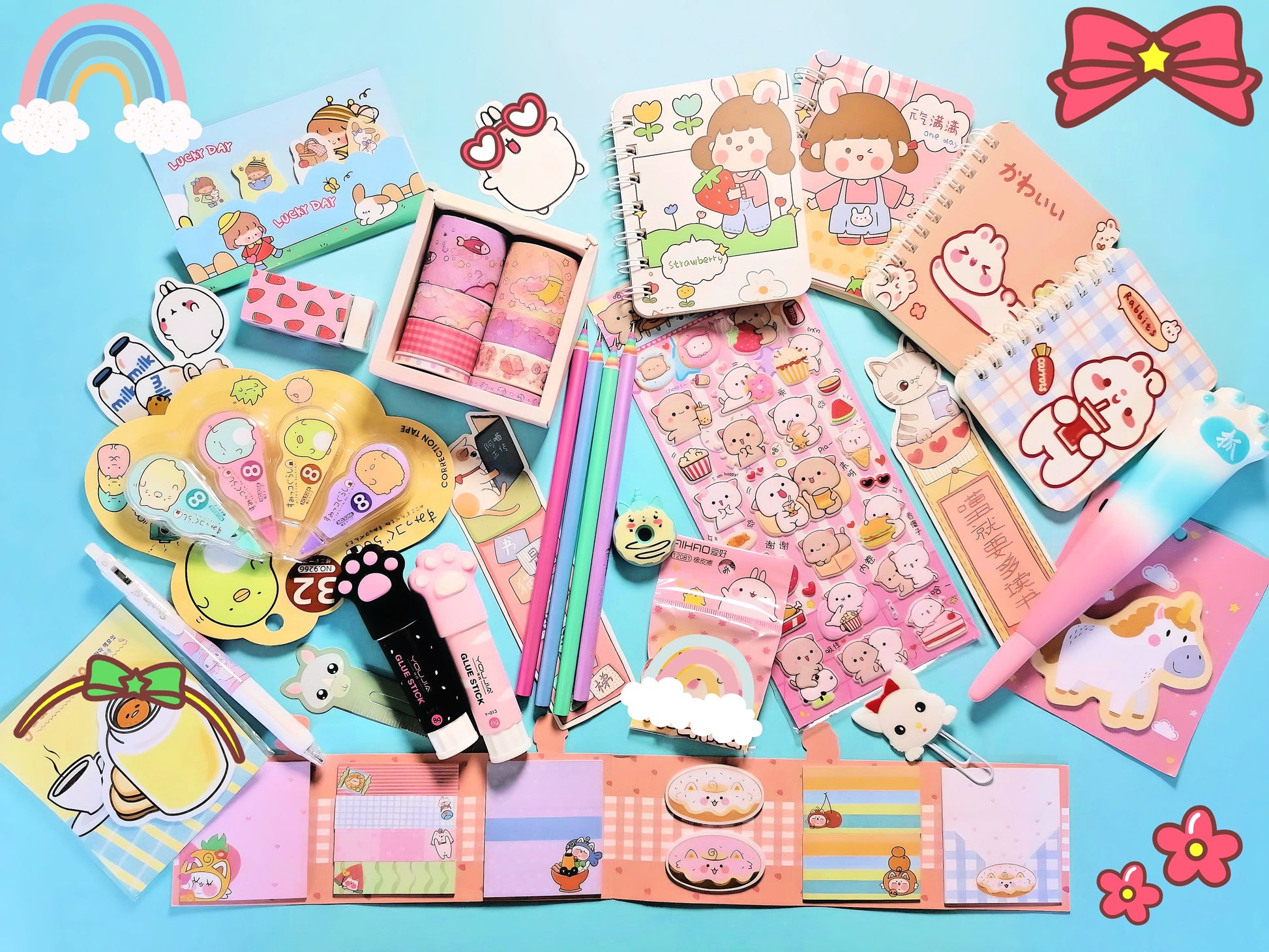 Adorably Chic Kawaii Stationery Set - Delightful Collection for Your Every Need!