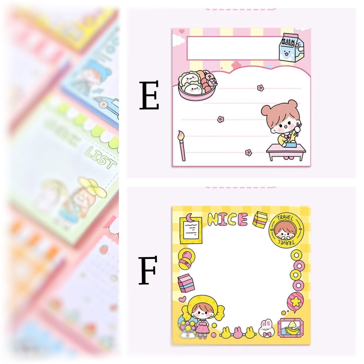 Cute Notepad, Kawaii Stationery 80 pages/set Kawaii INS Girl N Times Sticky Note Planner Sticker To Do List Planner Stationery School Office