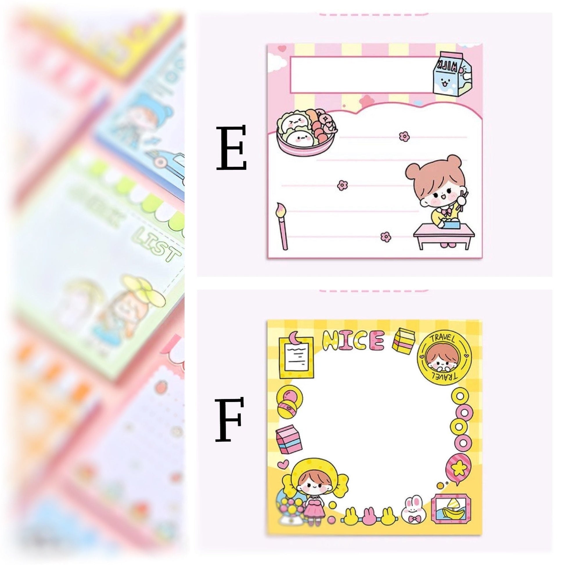 Cute Notepad, Kawaii Stationery 80 pages/set Kawaii INS Girl N Times Sticky Note Planner Sticker To Do List Planner Stationery School Office