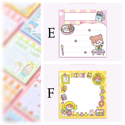 Cute Notepad, Kawaii Stationery 80 pages/set Kawaii INS Girl N Times Sticky Note Planner Sticker To Do List Planner Stationery School Office