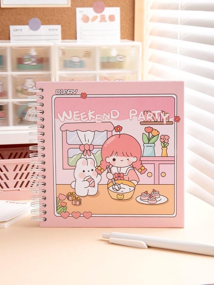 Cartoon Graphic Spiral Notebook, Kids Journal Diary, Kawaii Stationery, Cute Gifts for Kids