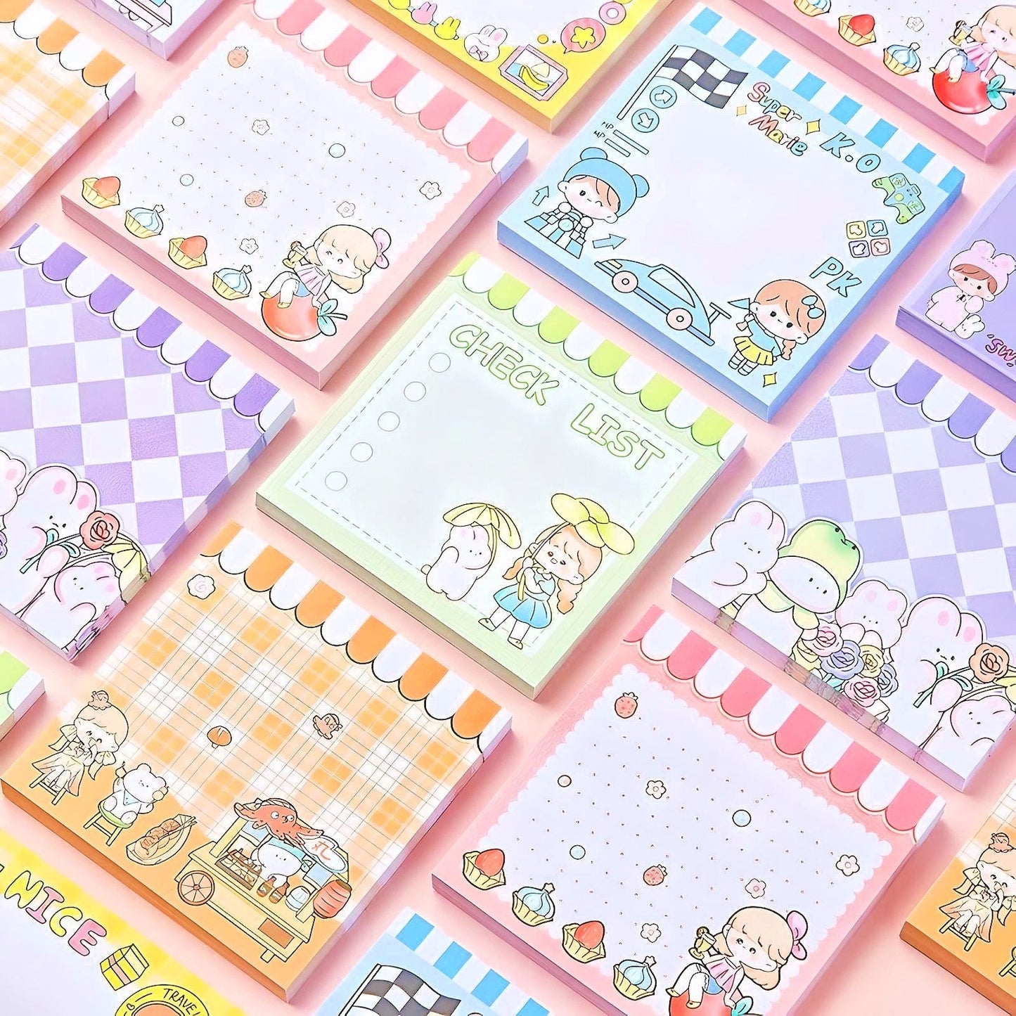 Cute Notepad, Kawaii Stationery 80 pages/set Kawaii INS Girl N Times Sticky Note Planner Sticker To Do List Planner Stationery School Office
