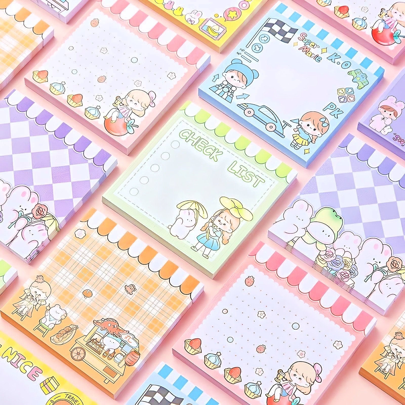 Cute Notepad, Kawaii Stationery 80 pages/set Kawaii INS Girl N Times Sticky Note Planner Sticker To Do List Planner Stationery School Office