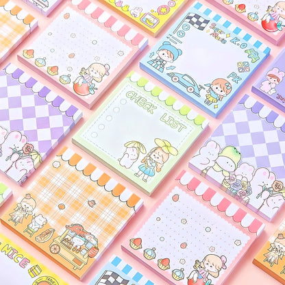 Cute Notepad, Kawaii Stationery 80 pages/set Kawaii INS Girl N Times Sticky Note Planner Sticker To Do List Planner Stationery School Office