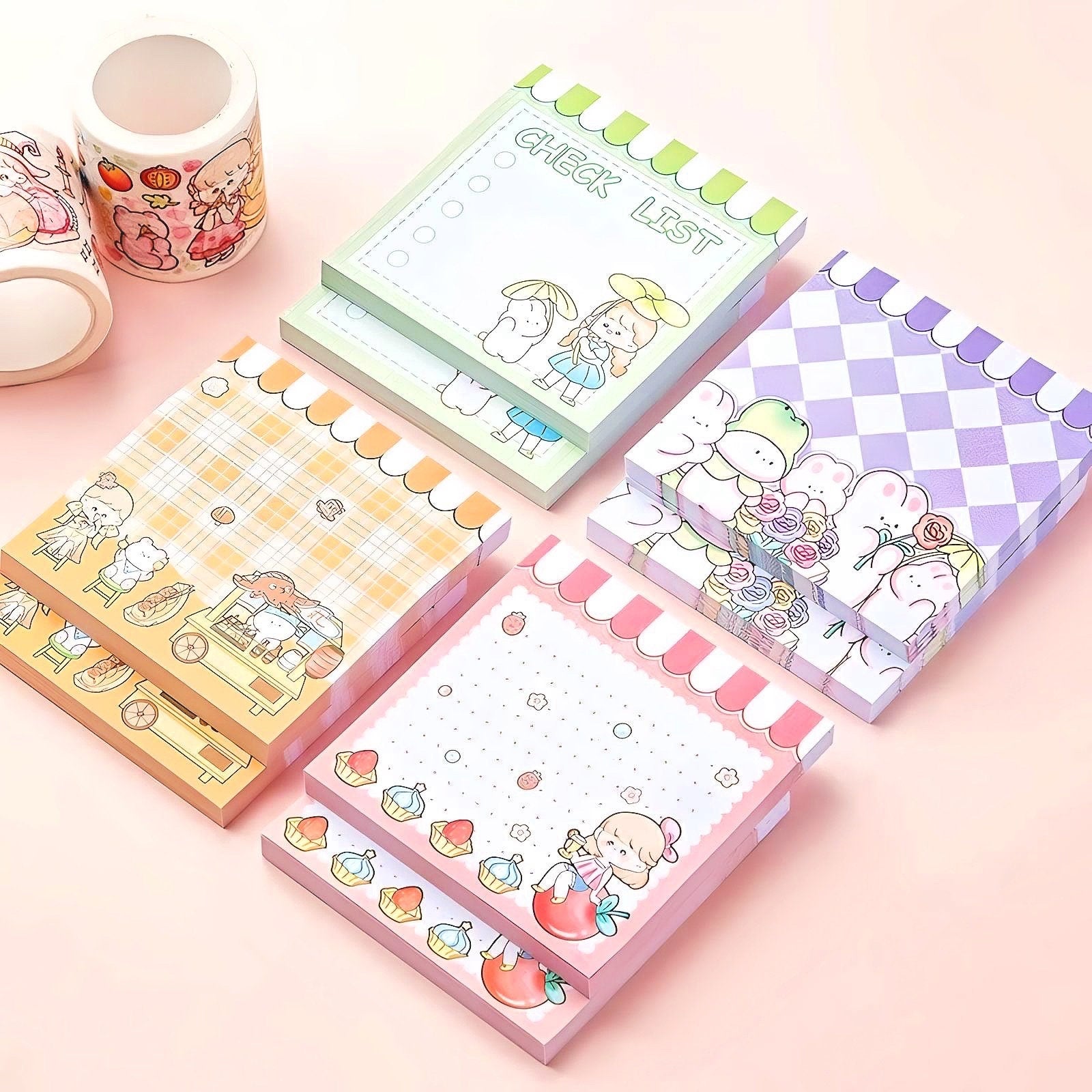 Cute Notepad, Kawaii Stationery 80 pages/set Kawaii INS Girl N Times Sticky Note Planner Sticker To Do List Planner Stationery School Office