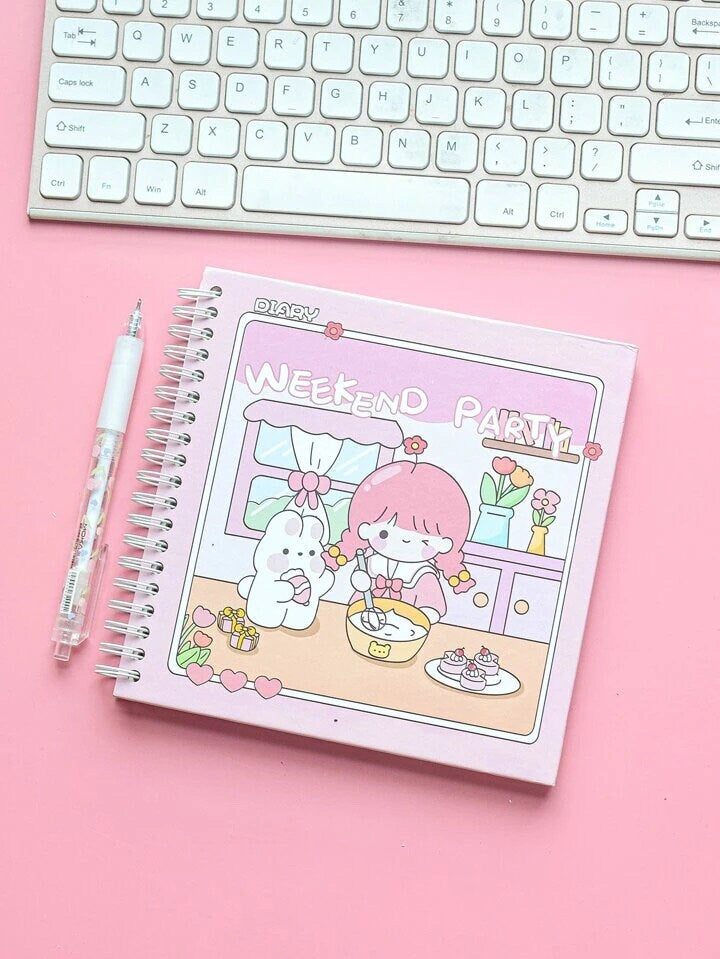 Cartoon Graphic Spiral Notebook, Kids Journal Diary, Kawaii Stationery, Cute Gifts for Kids