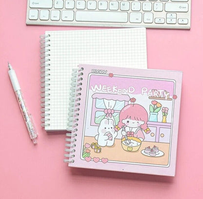 Cartoon Graphic Spiral Notebook, Kids Journal Diary, Kawaii Stationery, Cute Gifts for Kids