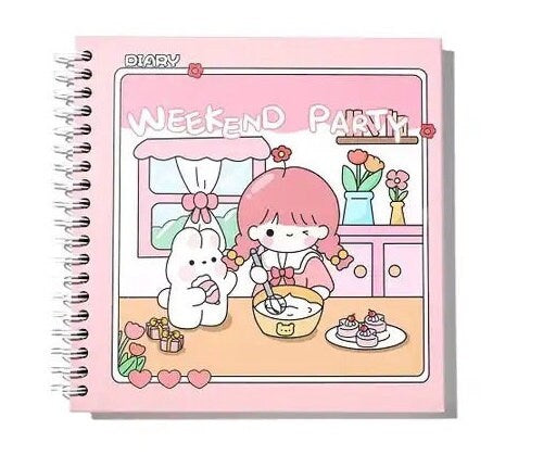 Cartoon Graphic Spiral Notebook, Kids Journal Diary, Kawaii Stationery, Cute Gifts for Kids