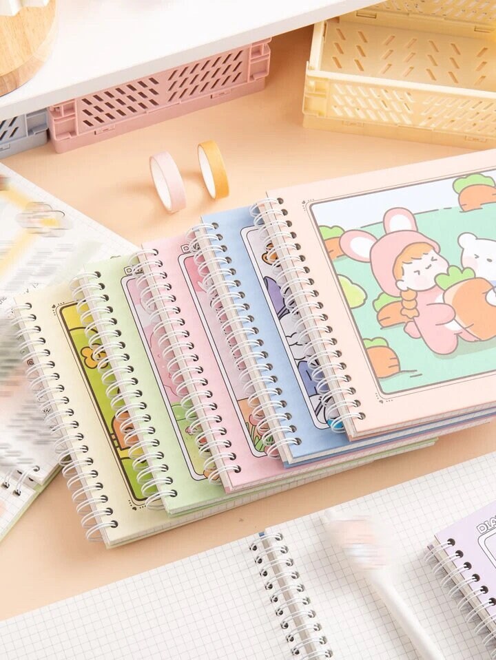 Diary for Kids, Cartoon Graphic Spiral Notebook, Kids Journal Diary, Kawaii Stationery, Cute Gifts for Kids
