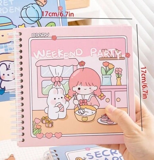 Diary for Kids, Cartoon Graphic Spiral Notebook, Kids Journal Diary, Kawaii Stationery, Cute Gifts for Kids