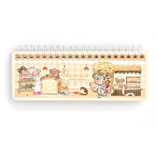 Japanese Stationery Planner for Kids, Cute Weekly Planner, Gifts for Kids, Cute Notebooks, Kawaii Diary, Cute Journal Supplies, Yellow Book