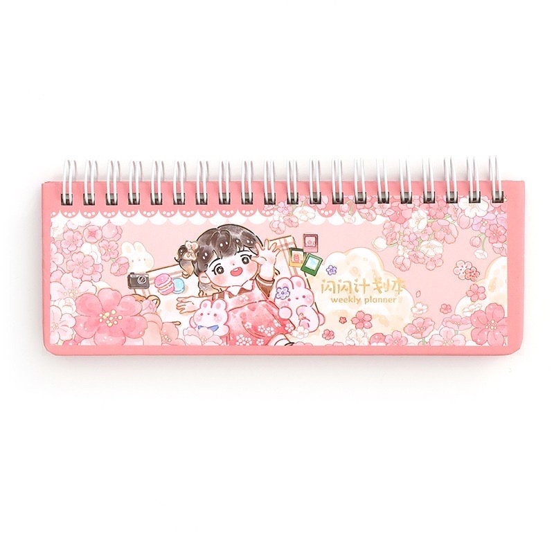 Pink Stationery Planner for Kids, Cute Weekly Planner, Gifts for Kids, Cute Notebooks, Kawaii Diary, Cute Journal Supplies, Kawaii Notebooks