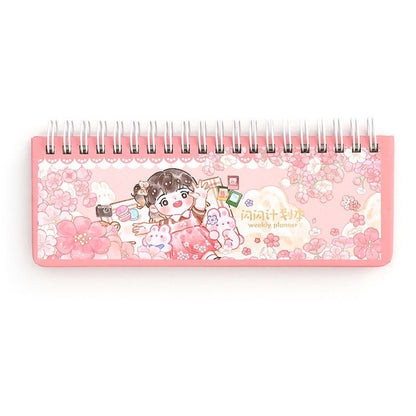 Pink Stationery Planner for Kids, Cute Weekly Planner, Gifts for Kids, Cute Notebooks, Kawaii Diary, Cute Journal Supplies, Kawaii Notebooks
