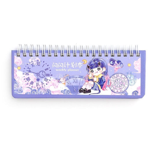 Purple Planner for Kids, Cute Weekly Planner, Gifts for Kids, Cute Notebooks, Kawaii Diary, Cute Journal Supplies, Japanese Stationery Cute